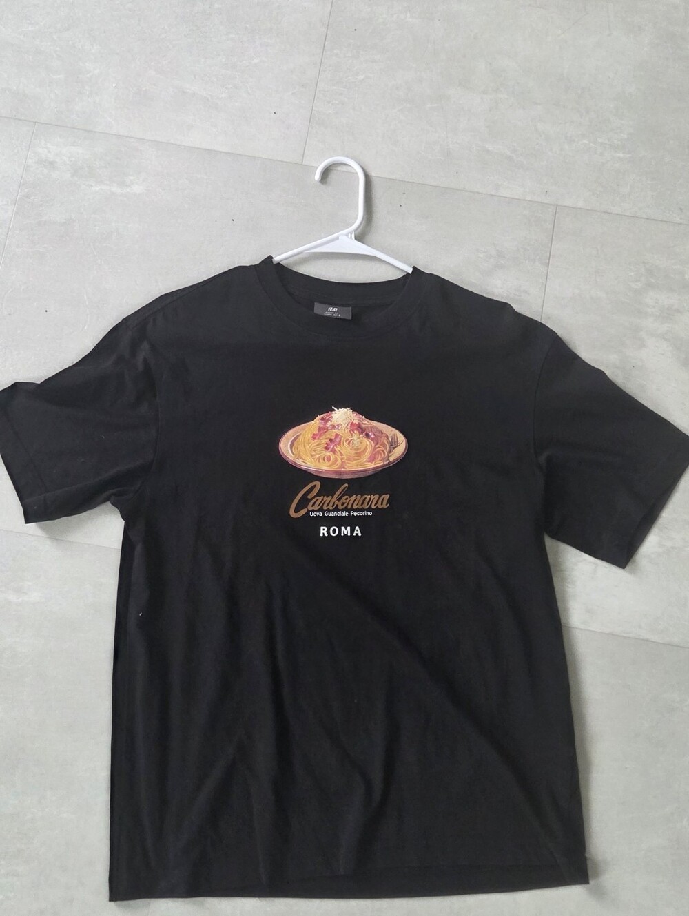 H&M Black Graphic 'Carbonara Roma' Short Sleeve Tee